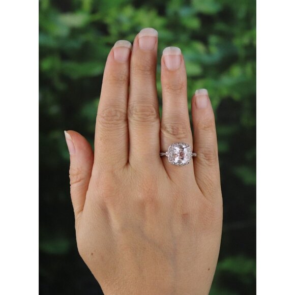 Sterling Silver White Sapphire Halo Ring Size 5 1/2 - Picture 2 of 7